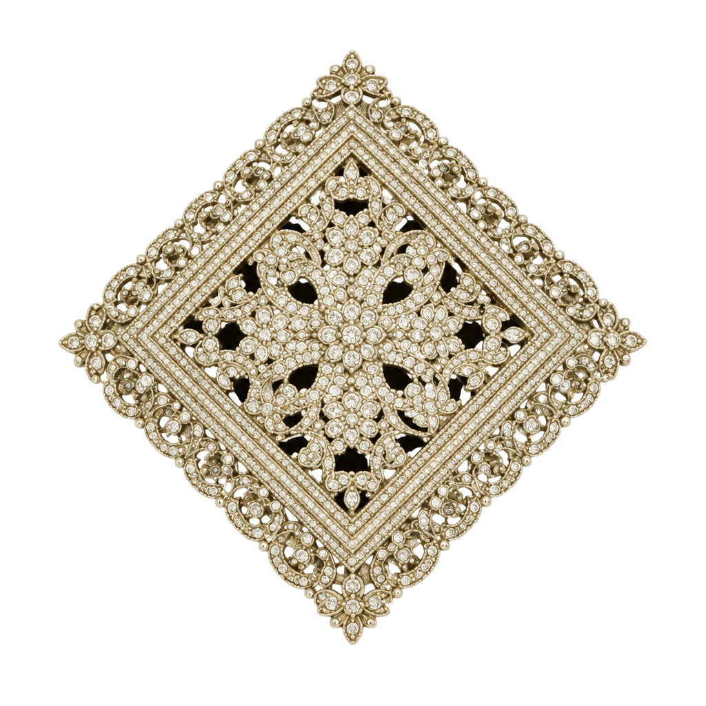 Vintage Gold Tone Filigree Square Scarf Clip 1
