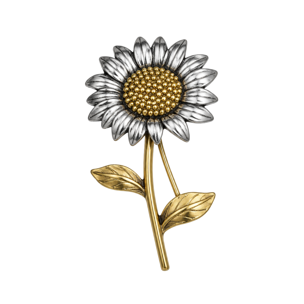 Liz Claiborne Two-Tone Sunflower Brooch Pin 1