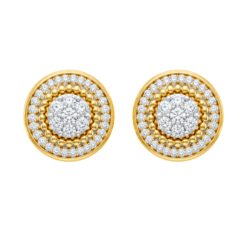 10K 0.24CT 10MM Yellow Gold Round Diamond Screw-Back Earrings – , 1