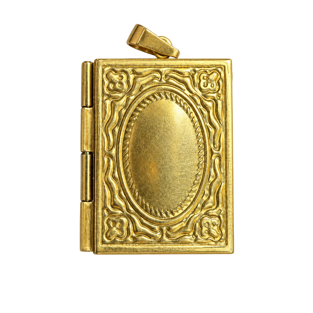 Unbranded Book Locket Pendant Gold Tone Brass Photo Frame 1