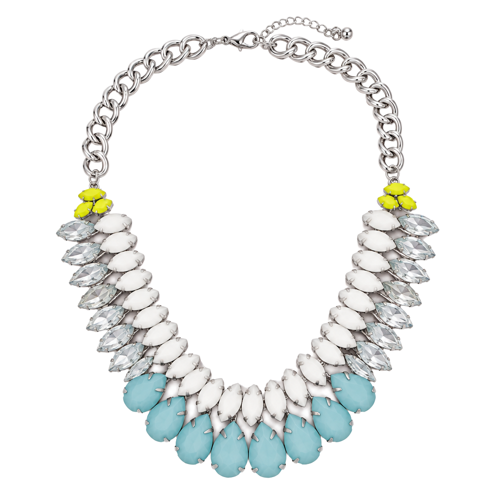 Stella & Dot Marina Statement Necklace Blue White Yellow 1