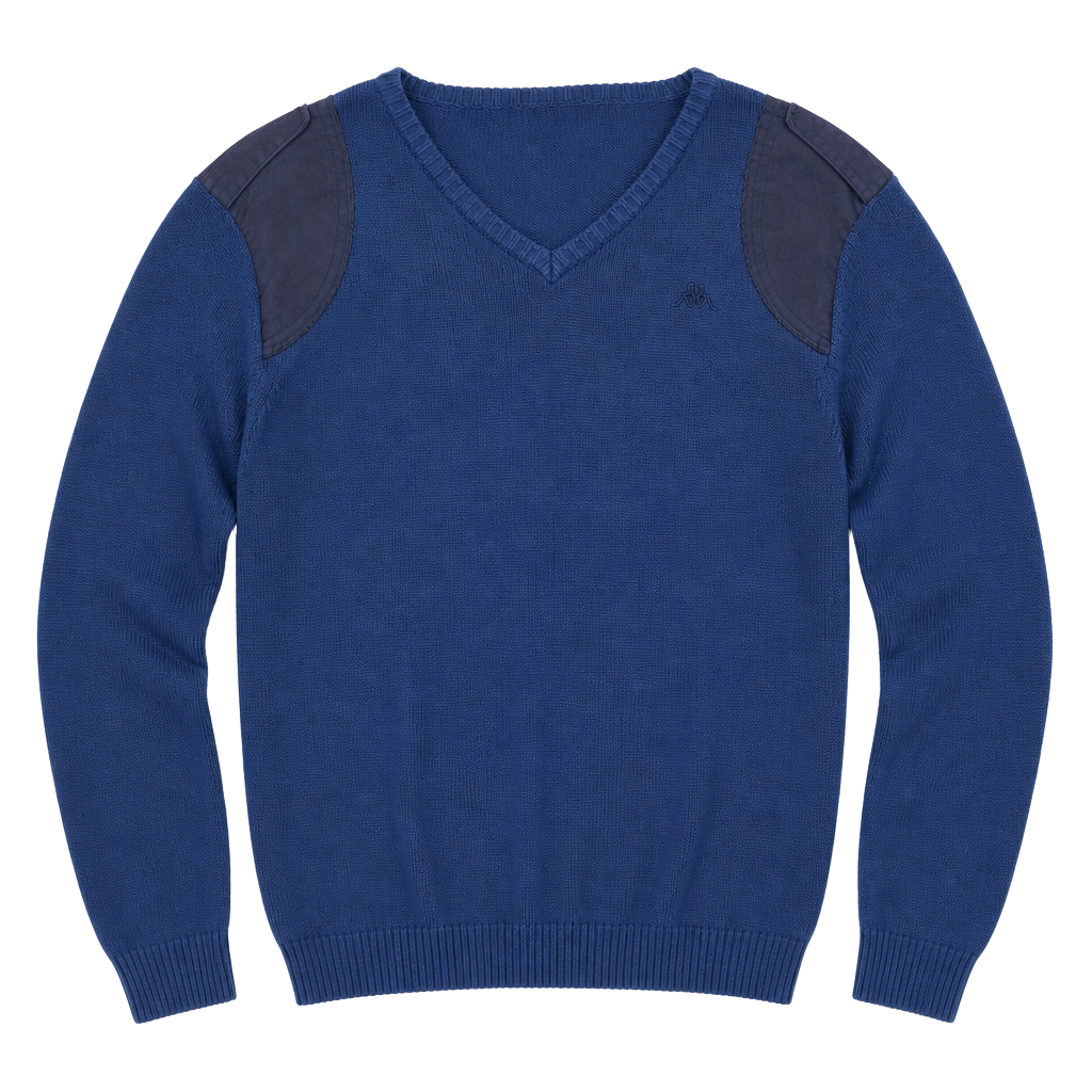 Vintage Robe di Kappa Navy Blue Commando V-Neck Sweater with Shoulder Patches M 1
