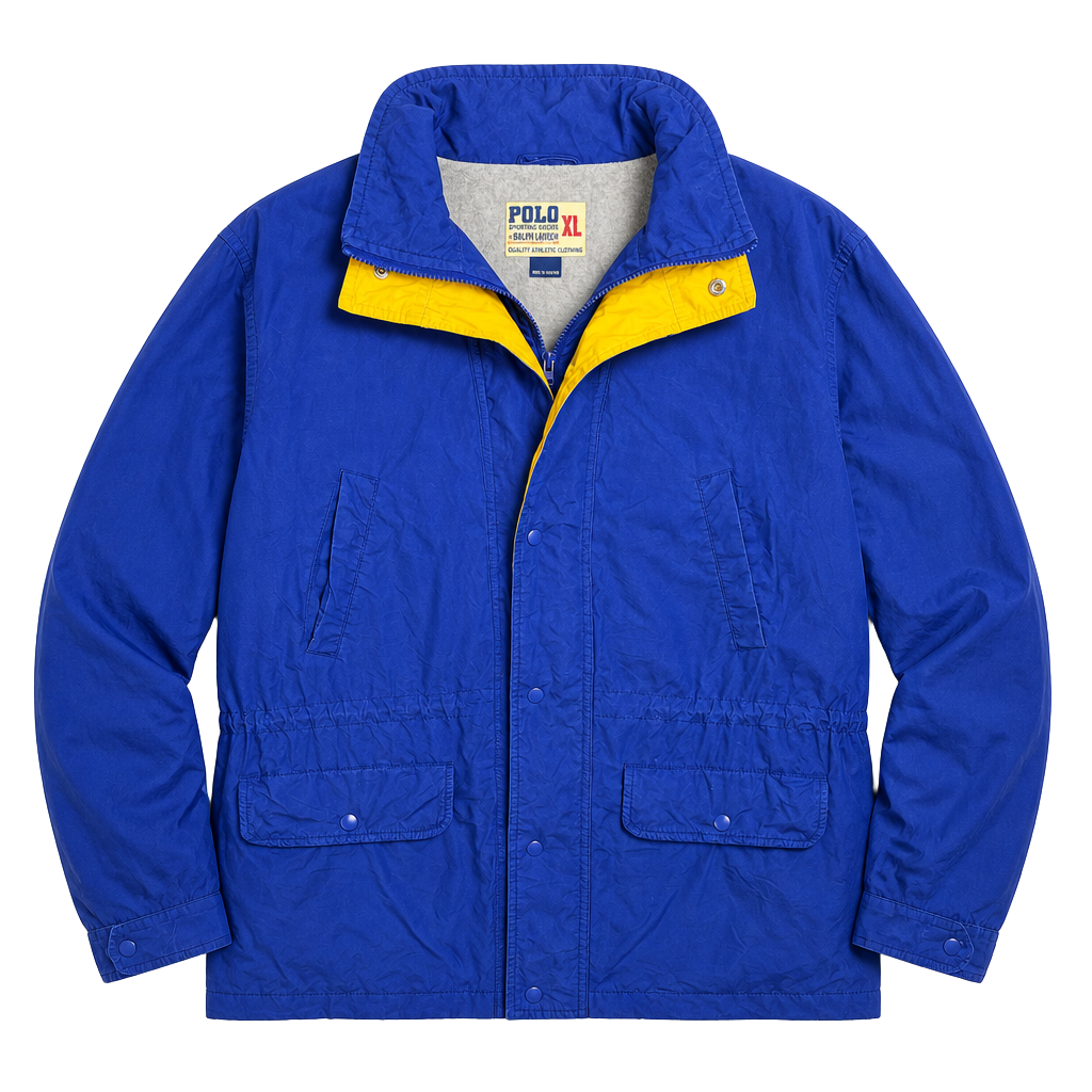 Vintage Polo Sporting Goods Ralph Lauren Blue Yellow Fleece Lined Jacket Size XL 1
