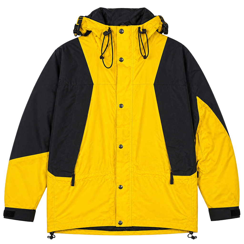 Vintage 90s The North Face Gore-Tex Mountain Light Jacket Yellow Black Medium 1