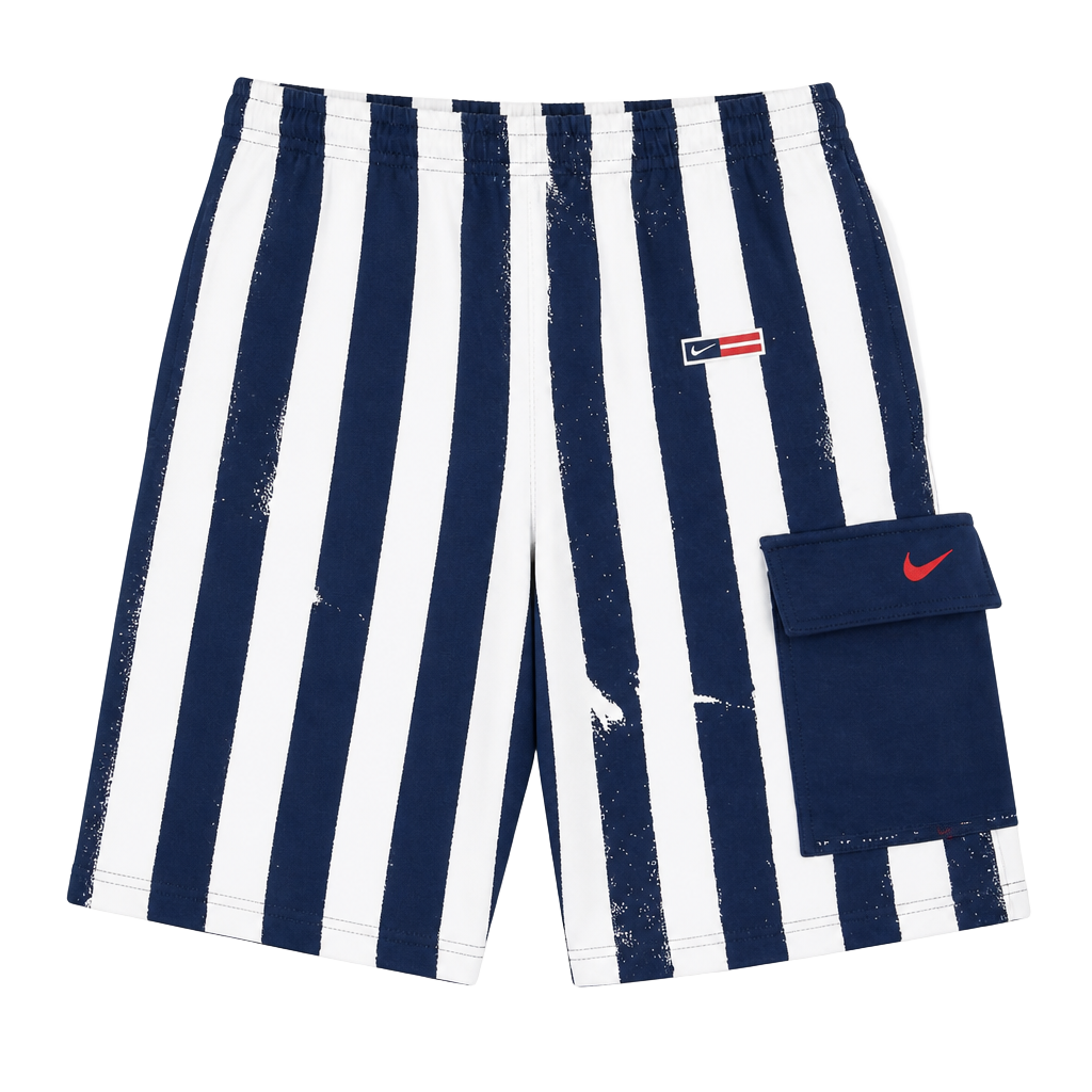 Nike Sportswear Club USA Striped Fleece Shorts Mens Large Y2K 1