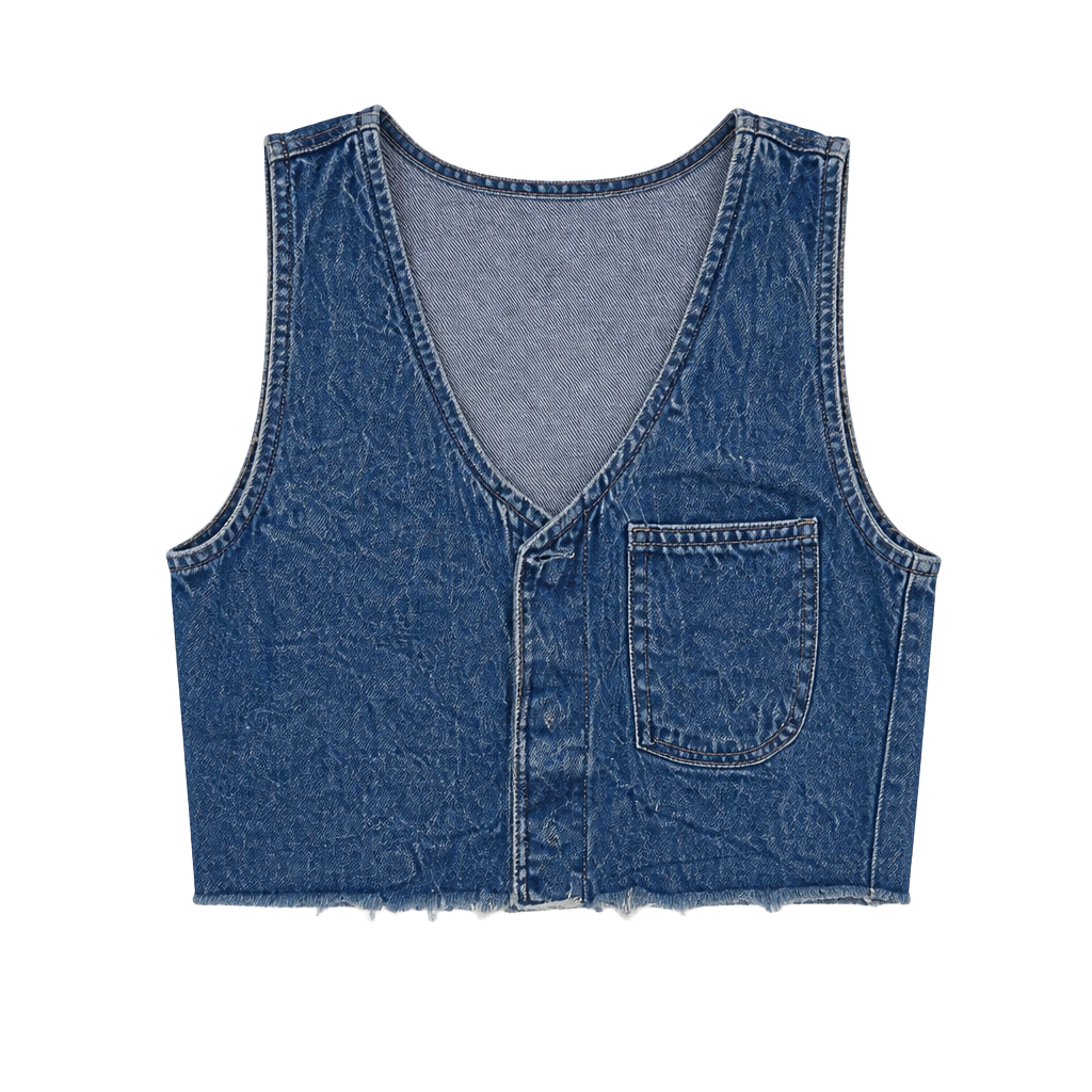 Universal Thread Cropped Denim Vest Raw Hem Sleeveless Blue Size 12 1