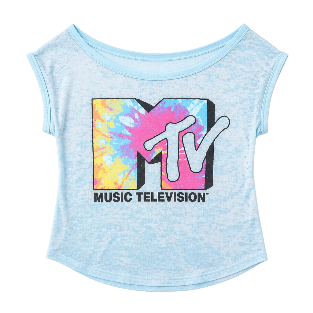 MTV Tie Dye Logo Tank Top Womens Large Blue Graphic Sleeveless Y2K Music TV 1