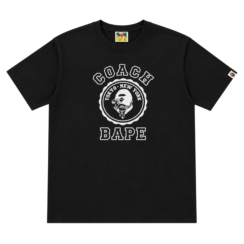 Bape x Coach College Logo T-Shirt Black 1