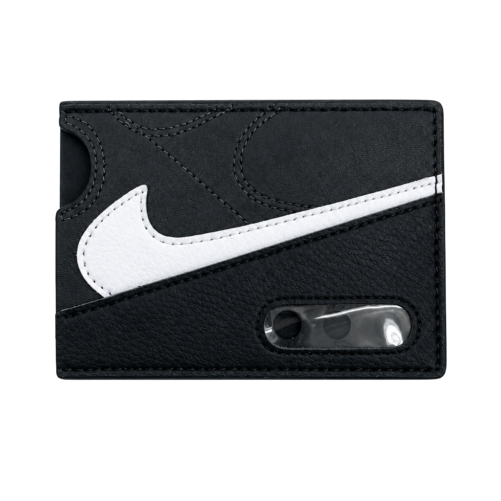 Nike Leather Card Holder Wallet Black White 1