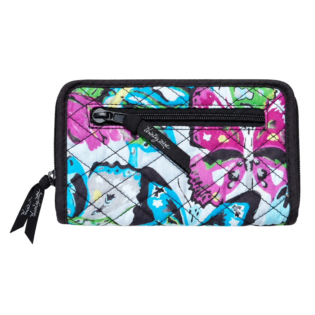Thirty-One Quilted Butterfly Print Zip Around Wallet 1