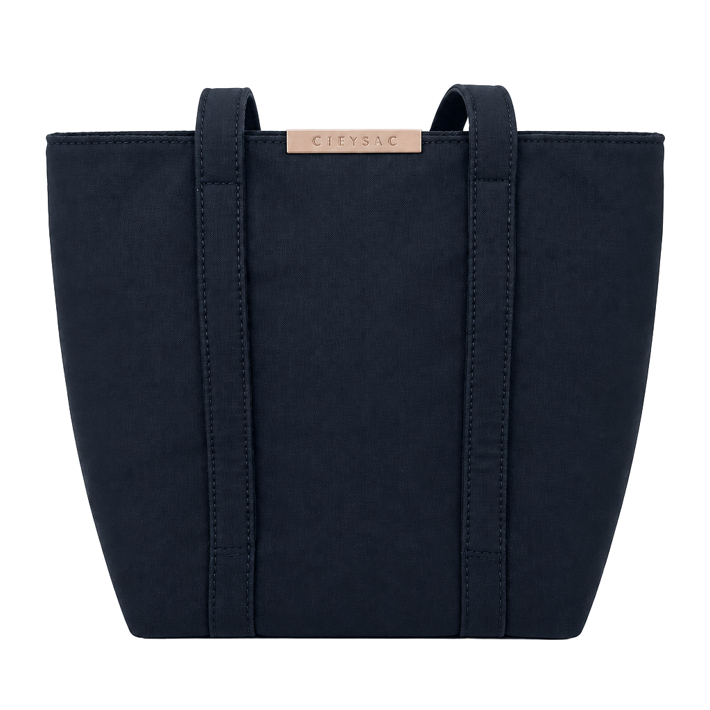 Citysac Black Nylon Tote Bag With Silver Hardware 1