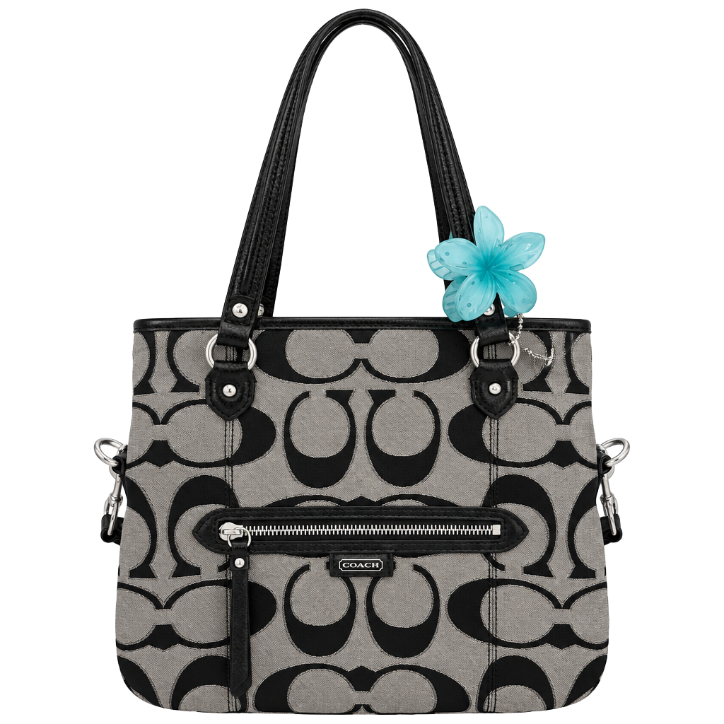 Coach Signature C F23940 Black Gray Convertible Tote Bag 1