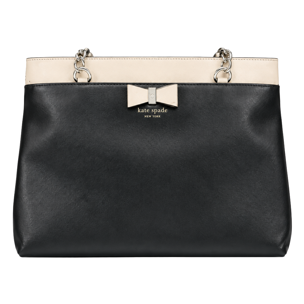 Kate Spade Hancock Park Maryanne Leather Tote Bag Black Cream 1
