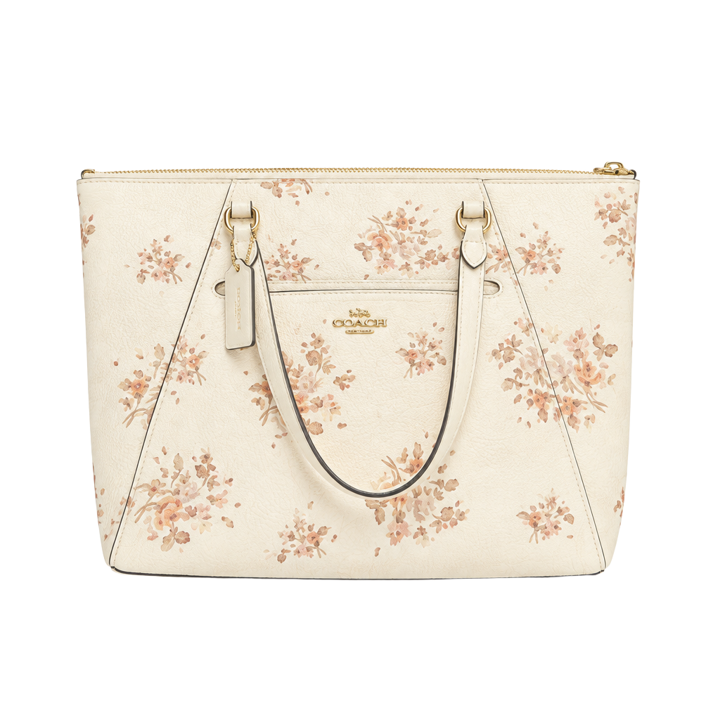 Coach Leather Prairie Satchel with Rose Print 1