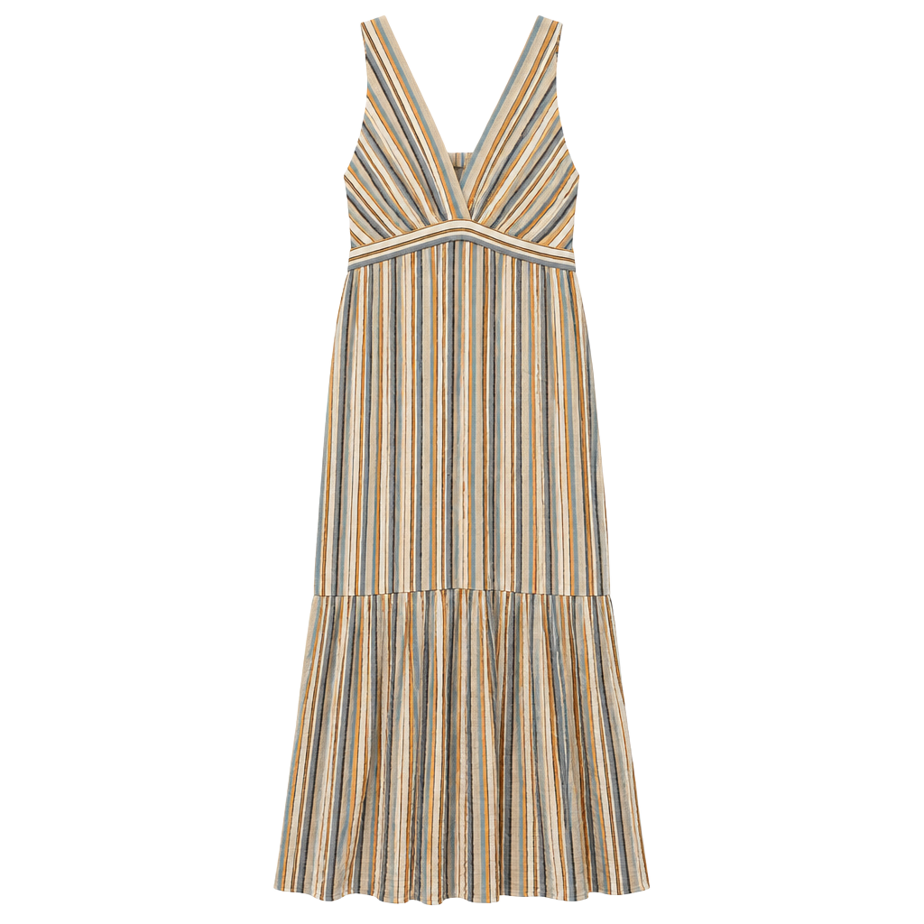 Angie Striped Maxi Dress Size L Multi Color Sleeveless V-Neck Rayon 1