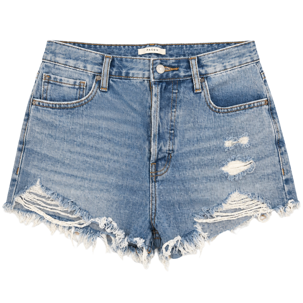 PacSun Vintage High Rise Denim Shorts Size 26 Distressed Light Wash 1