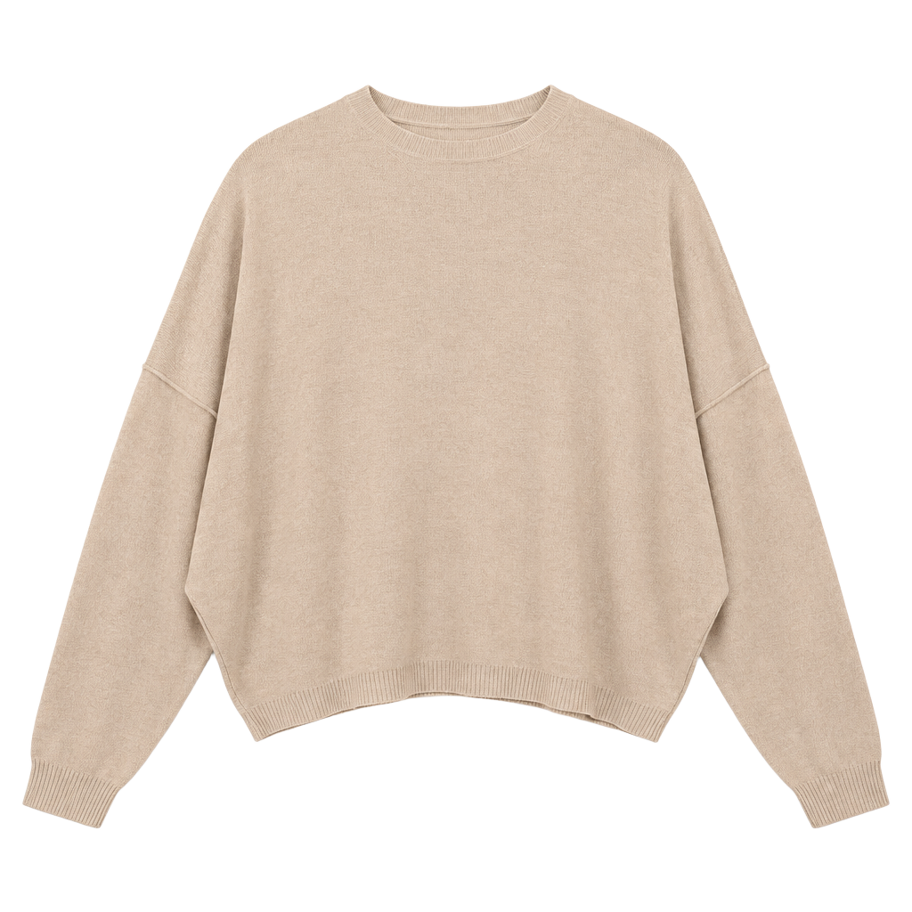 Zenana Mock Neck Sweater Size S/M Beige Crop Pullover 1