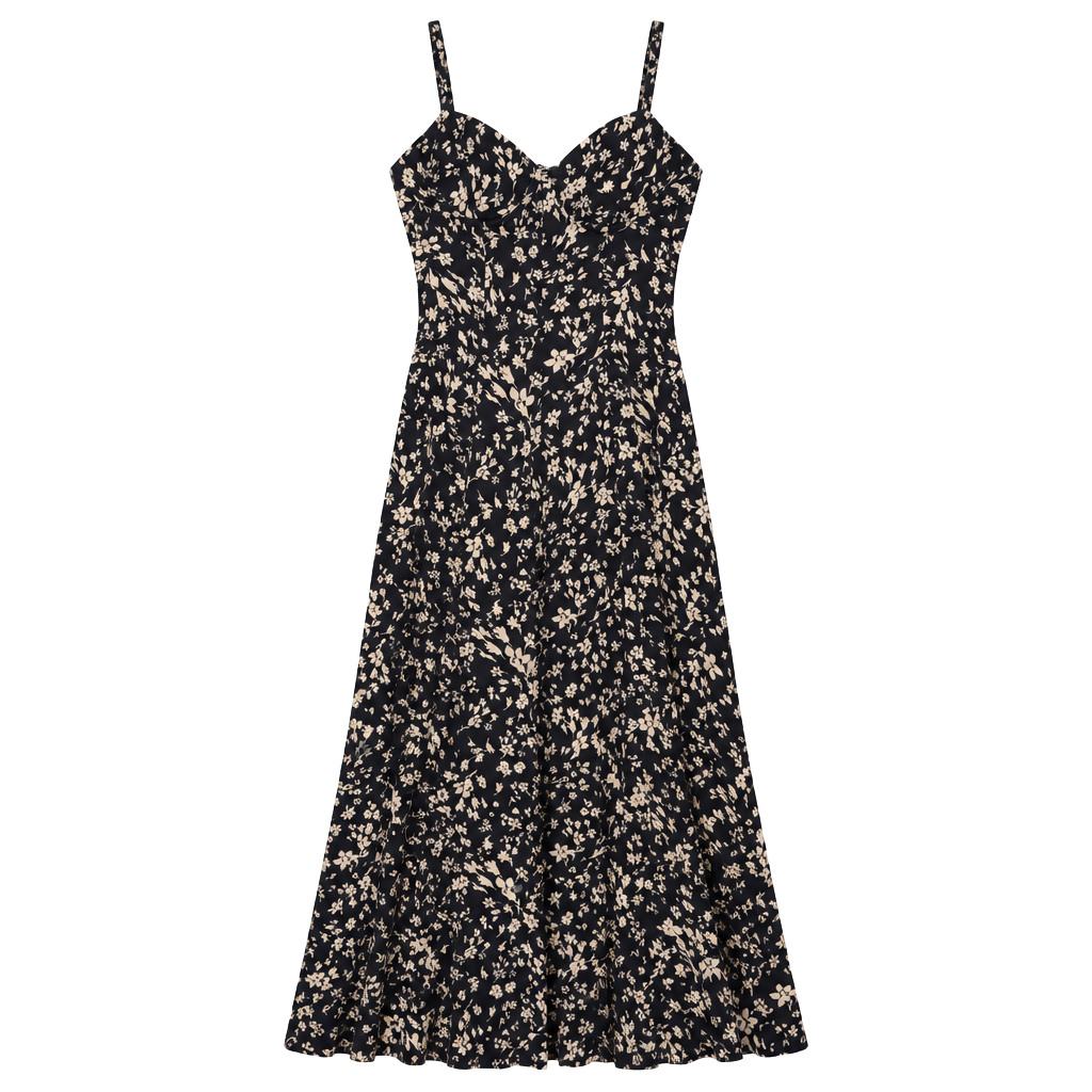 Free People Under The Moonlight Maxi Dress Size 2 Black Floral 1