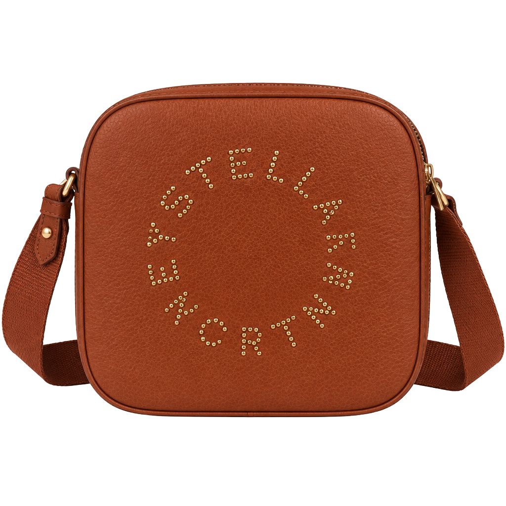 Stella McCartney $925 Logo Camera Crossbody Bag Auburn Brown 1