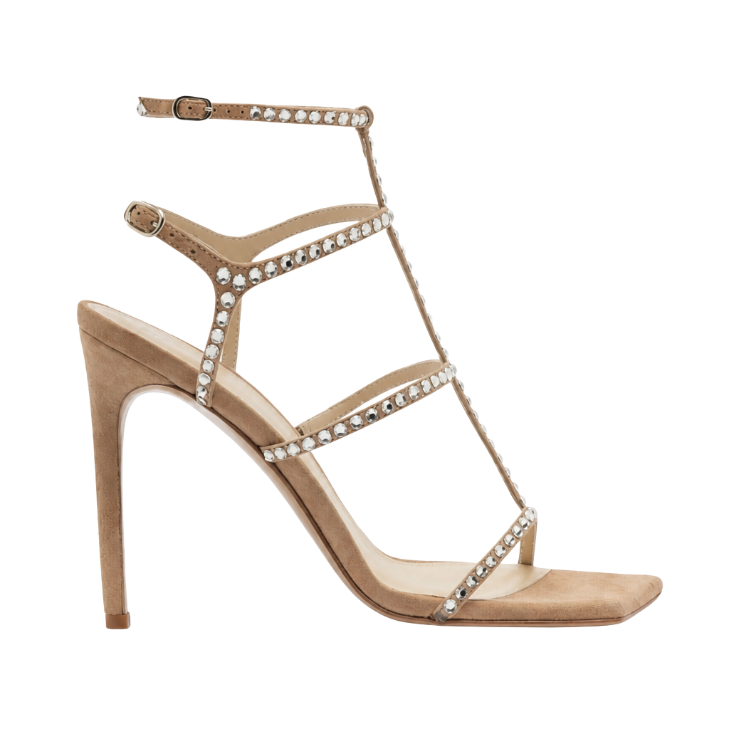Alexandre Birman Amanda 100 Meringue Crystal Sandals Size 38.5 – MSRP $1,095 1