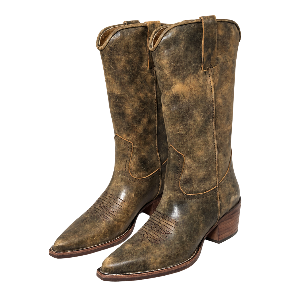 Steve Madden Albany Brown Distressed Western Cowboy Boots Women’s Leather 1