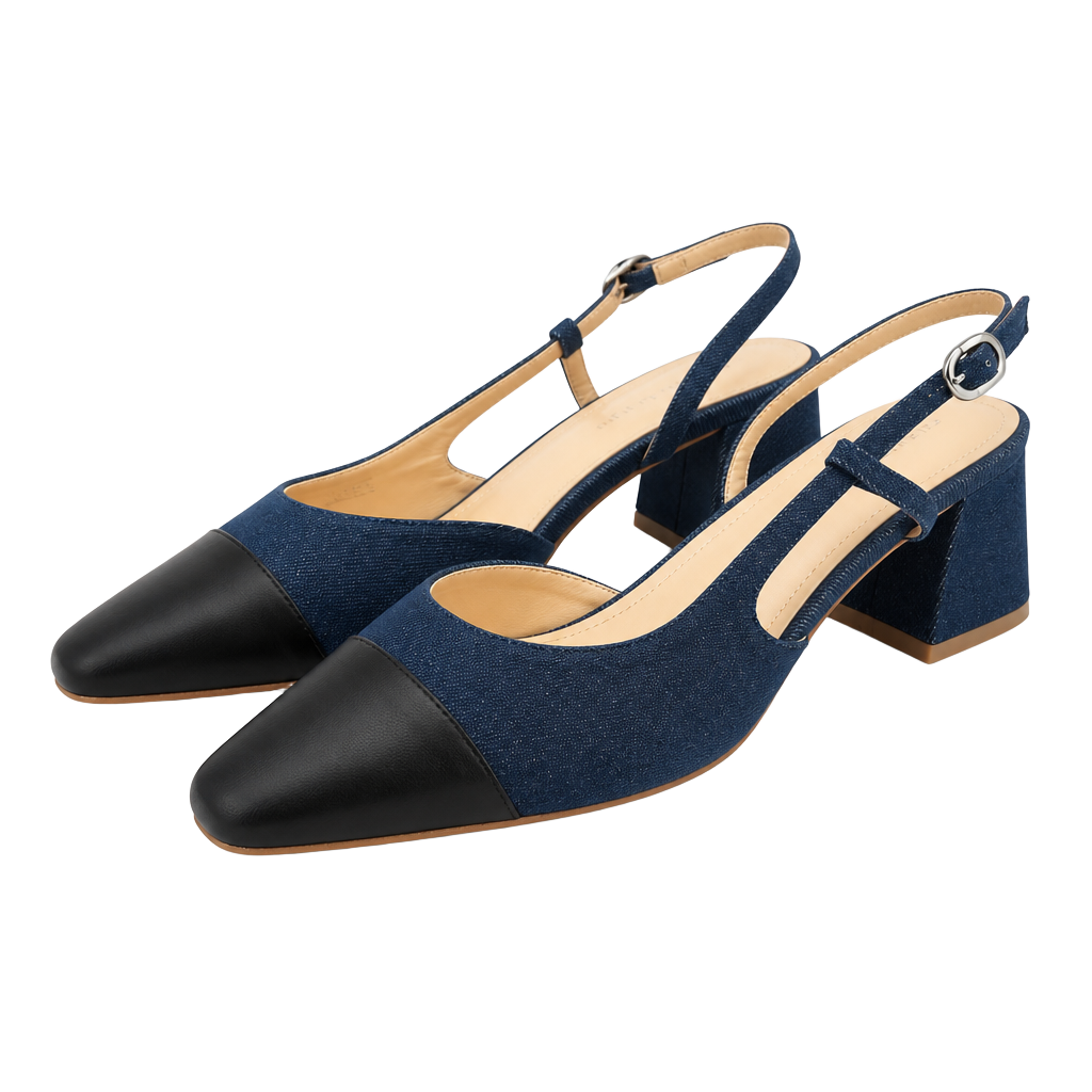 Dee Ocleppo Naples Blue Black Cap Toe Slingback Pumps Size 9 MSRP $295 1