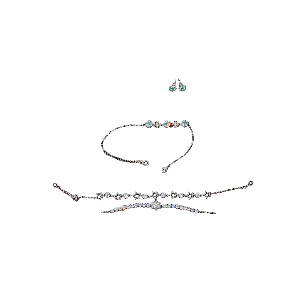 GRA Certified aquamarine Moissanite Jewelry Set with Bracelet and Earrings 1