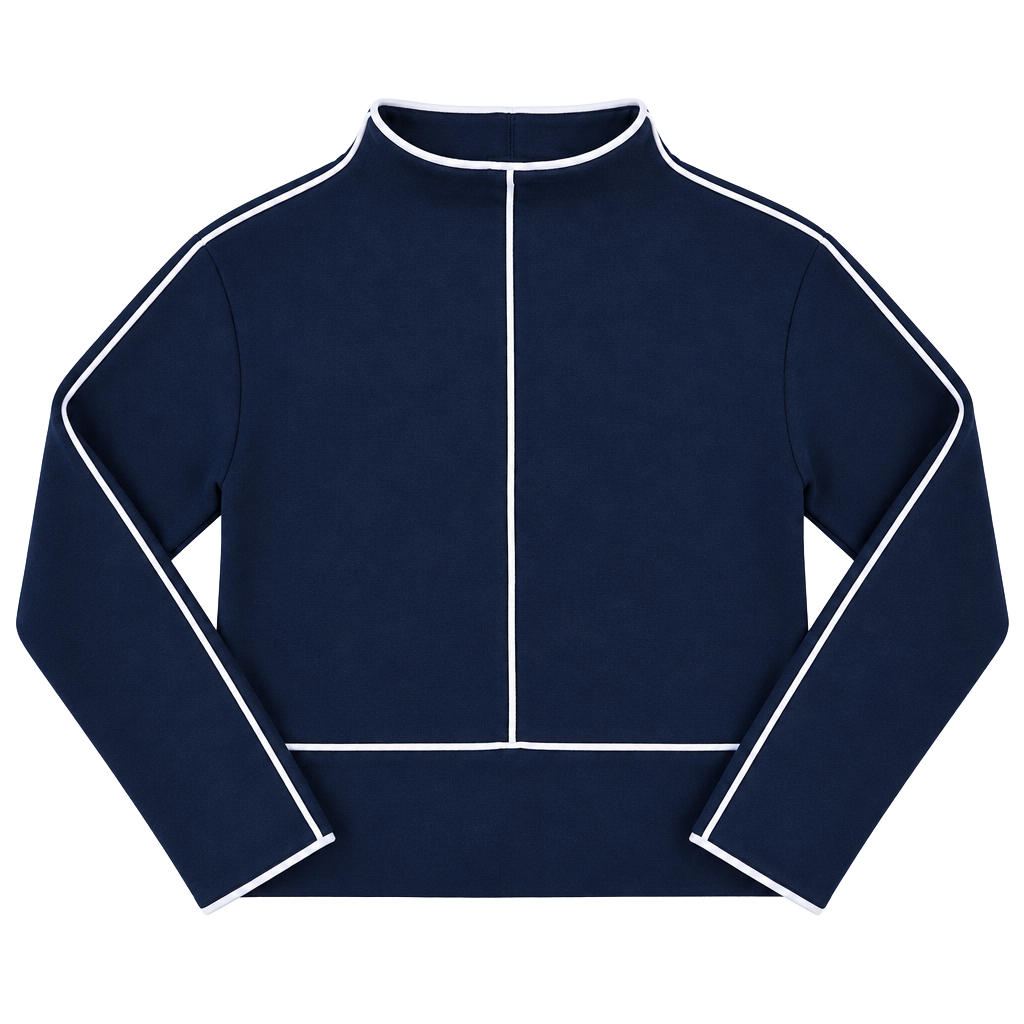 Victor Glemaud Cropped Pullover Sweatshirt Size XS Black White Piping 1