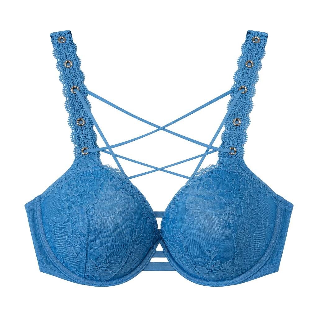 Victoria's Secret Very Sexy Push-Up Bra Size 36D Blue Lace Grommet 1