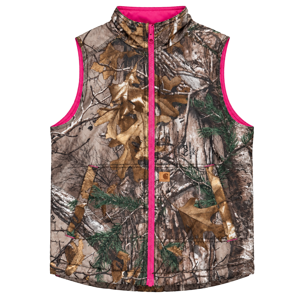 Carhartt Reversible Camo Puffer Vest Size M (10/12) Pink/Camo 1