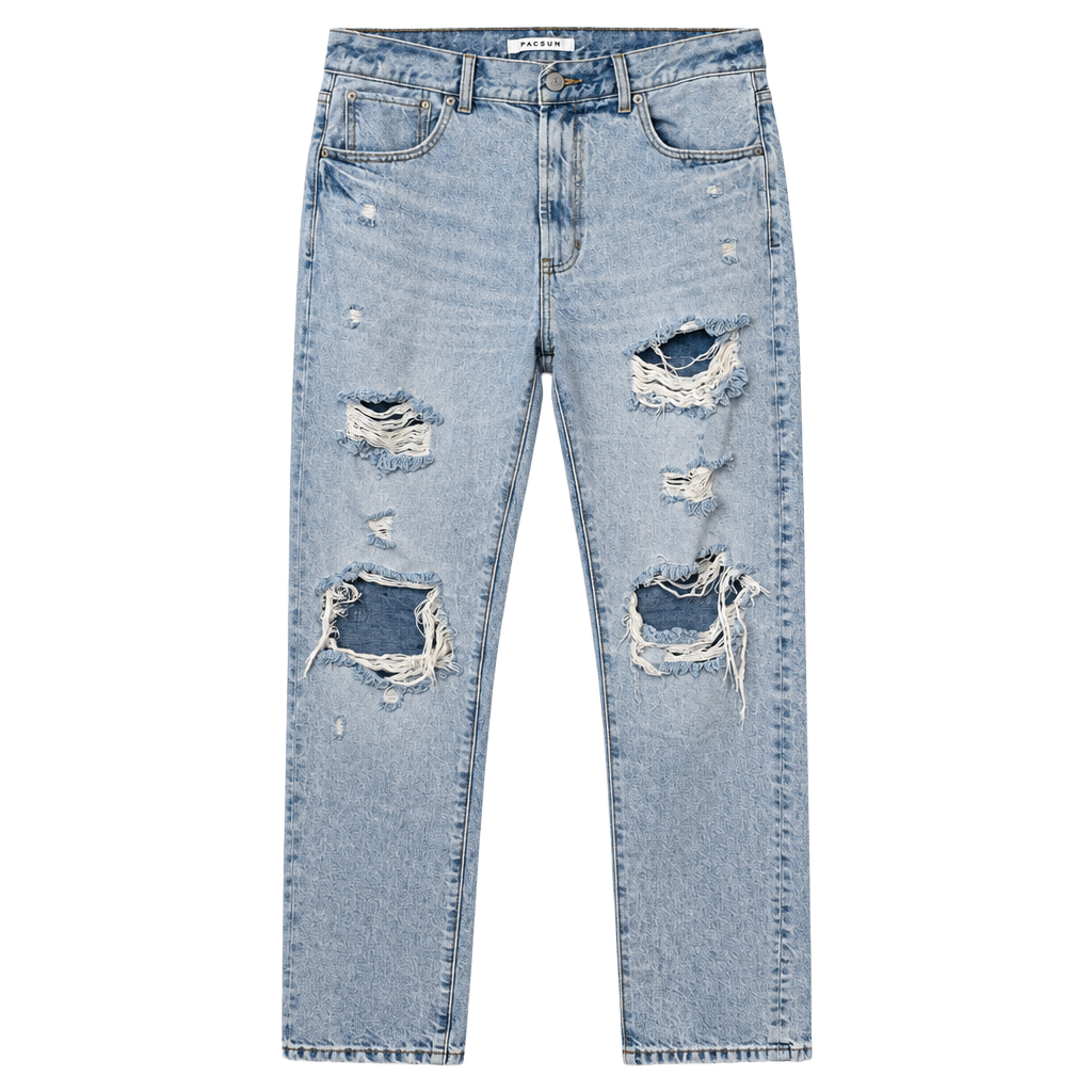 PacSun Baggy Jeans 32x32 Light Wash Distressed Denim 1