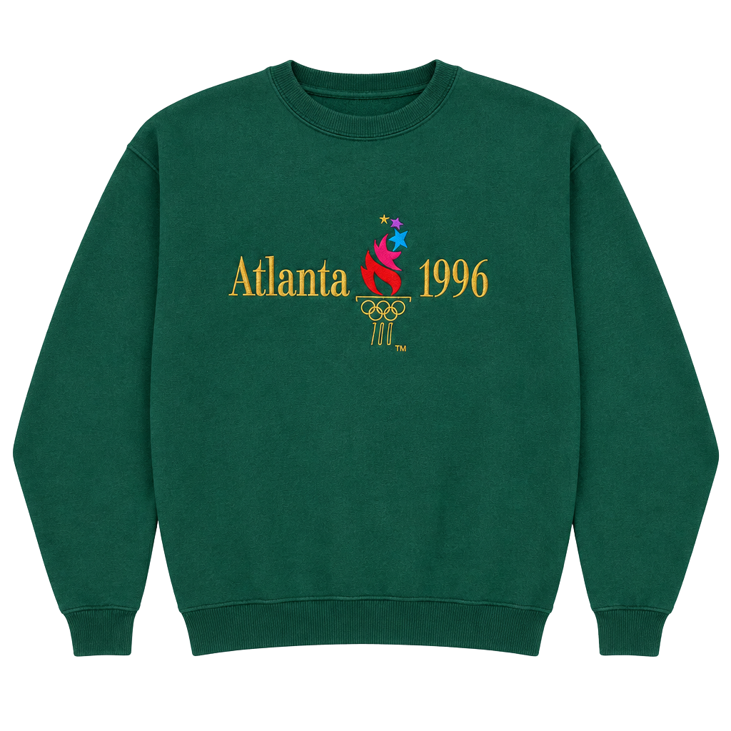 Vintage Atlanta 1996 Olympic Games Embroidered Green Sweatshirt 1