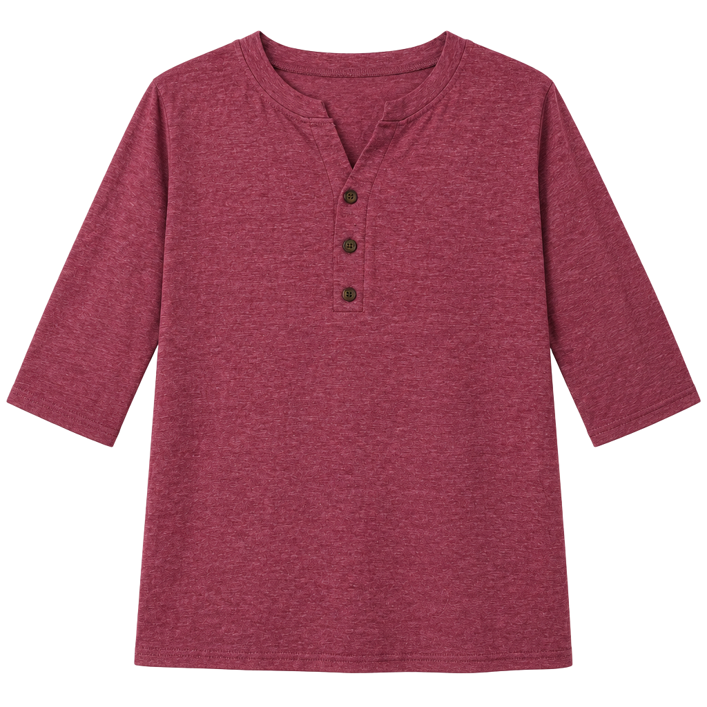 Unbranded Henley Top Size XXL Pink 3/4 Sleeve Button Accent 1