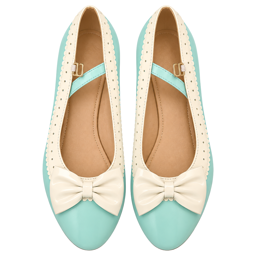 Mary Jane Pumps Size 41 Mint Green White Bow Heels 1
