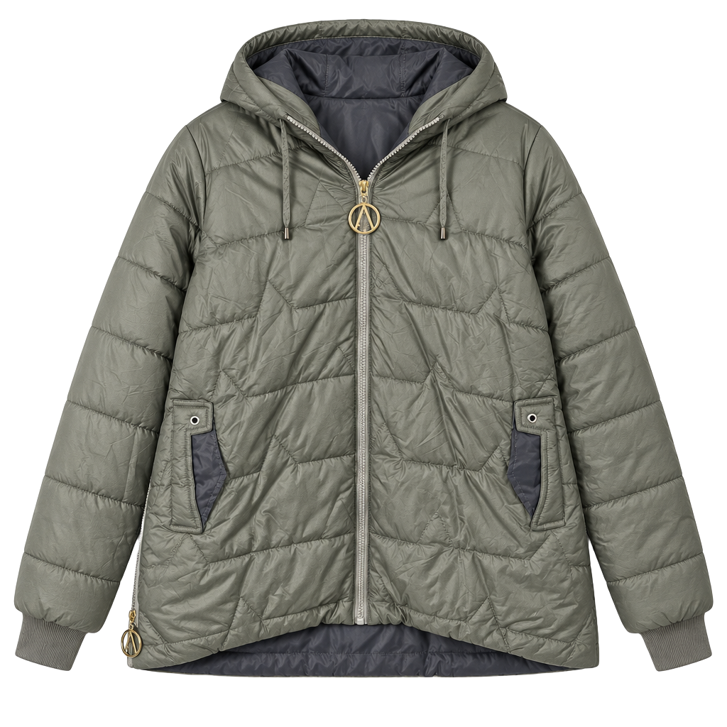 Puffer Jacket Size XXL Gray Hooded Quilted Coat 1