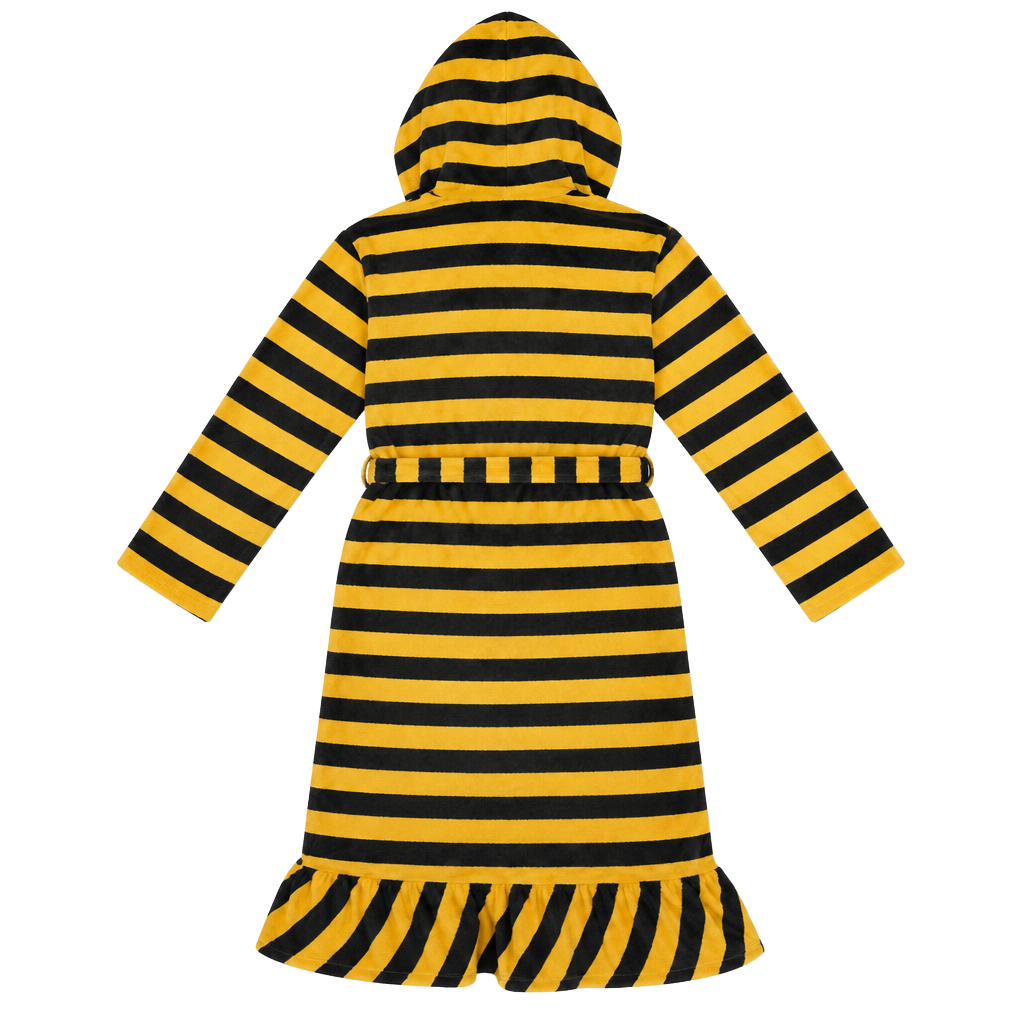 Harry Potter Hufflepuff Juniors M Fleece Hooded Robe Yellow Black Bathrobe 1