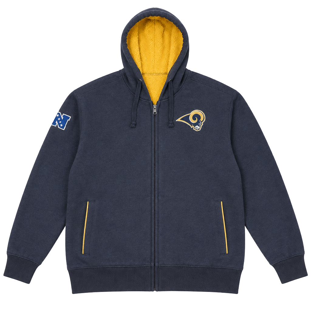 St. Louis Rams NFL 3XL Sherpa Lined Full Zip Hoodie Navy Blue Football Jacket 1