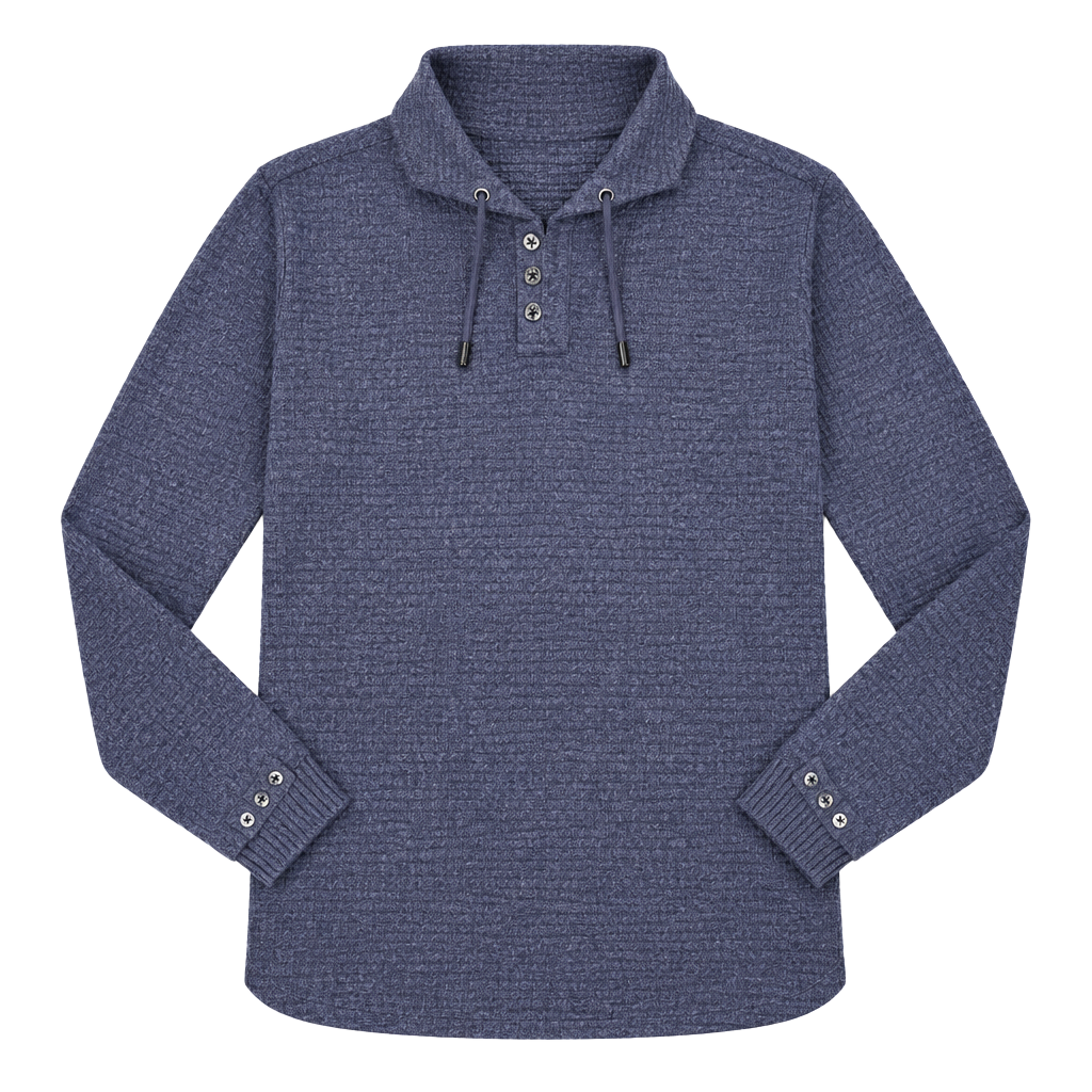 Tommy Hilfiger Womens Large Blue Cowl Neck Ribbed Knit Sweater Button Cuffs 1
