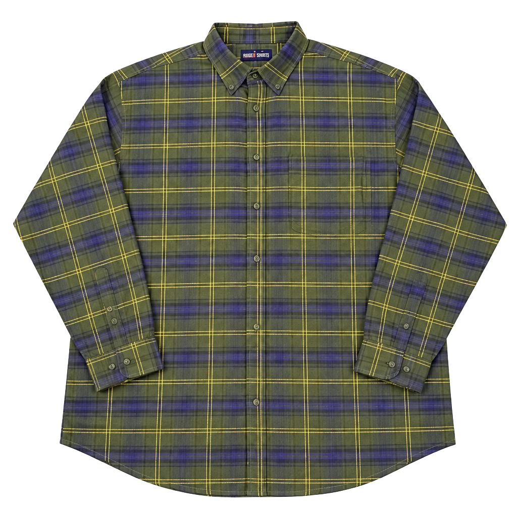 Faded Glory Men’s XL Tall Green Blue Plaid Flannel Shirt NWT 100% Cotton 1