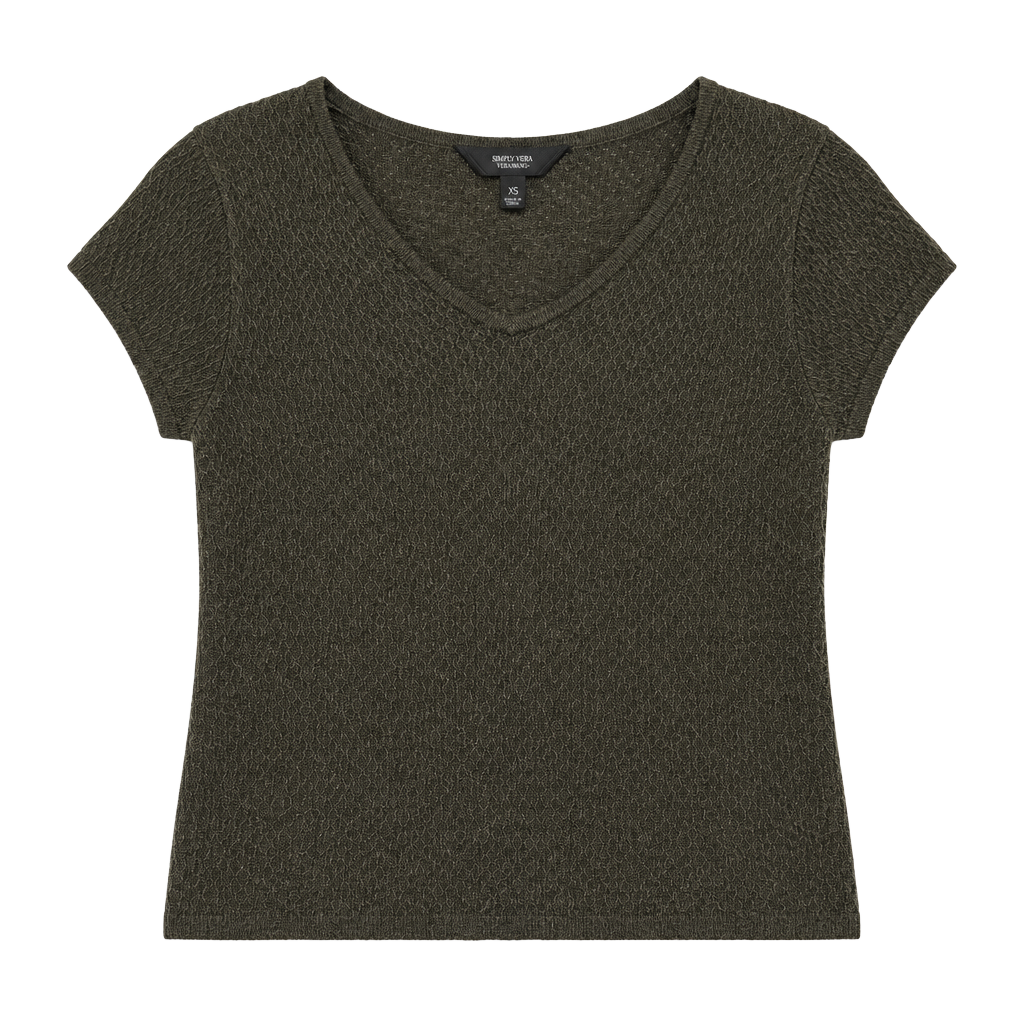 Simply Vera Wang Sweater Size XS Green V-Neck Long Sleeve Knit 1