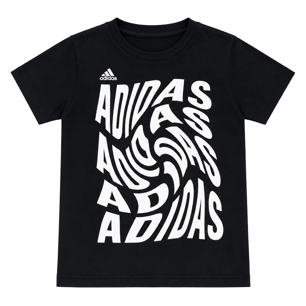 Adidas Warped Logo Graphic T-Shirt Size 3T Black Short Sleeve 1