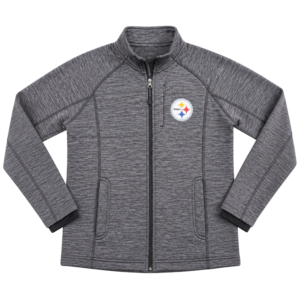 NFL Team Apparel Women's Pittsburgh Steelers Fleece Lined Heathered Full Zip Jacket 1