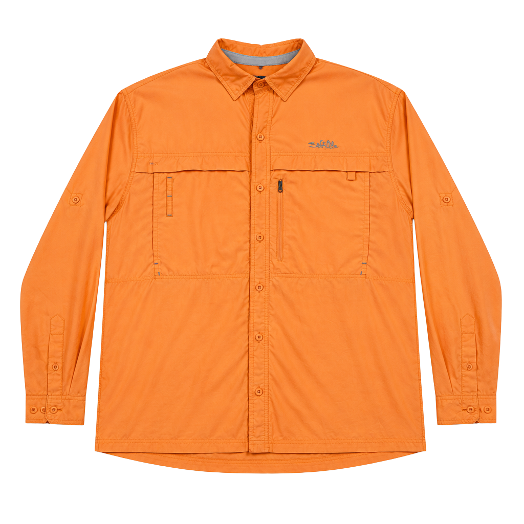 Salt Life Men's Orange Long Sleeve Vented Fishing Shirt SLM30018 Size XL 1