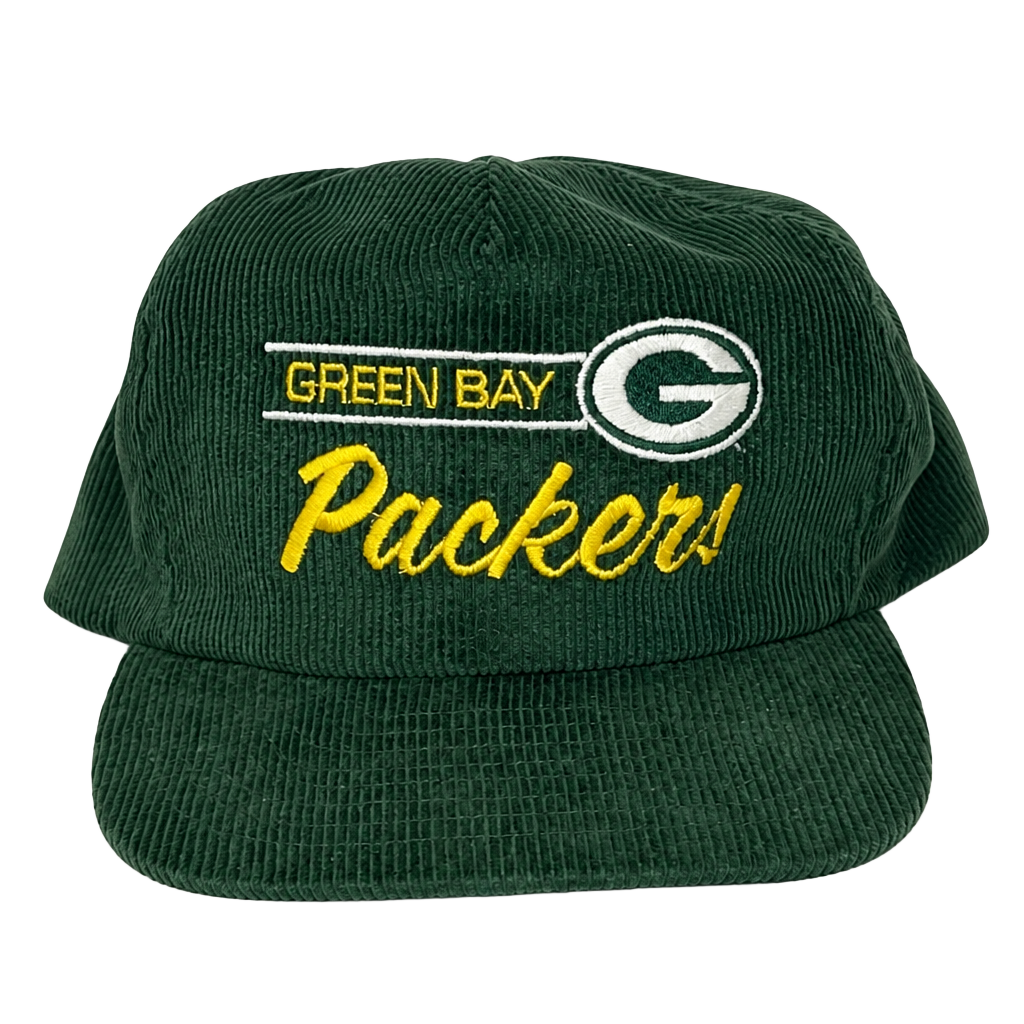 Vintage Green Bay Packers Annco Green Corduroy Snapback Hat NFL 1