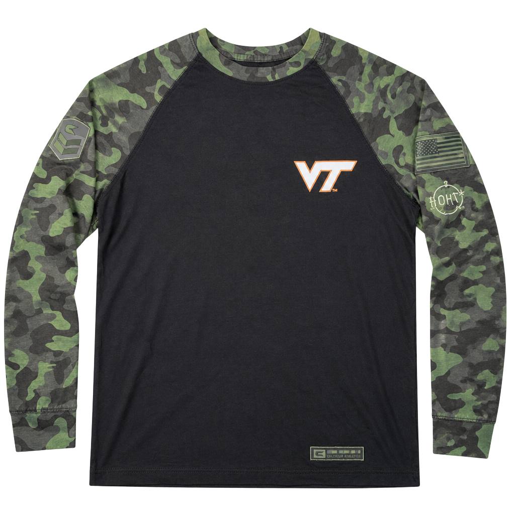 Men's Colosseum Virginia Tech Hokies OHT Military Appreciation Camo Raglan Long Sleeve 1