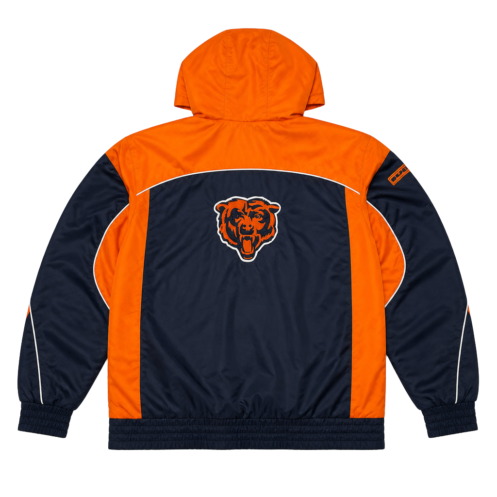 Chicago Bears Mens Large Puffer Jacket NFL Football Logo Blue Orange Sports 1