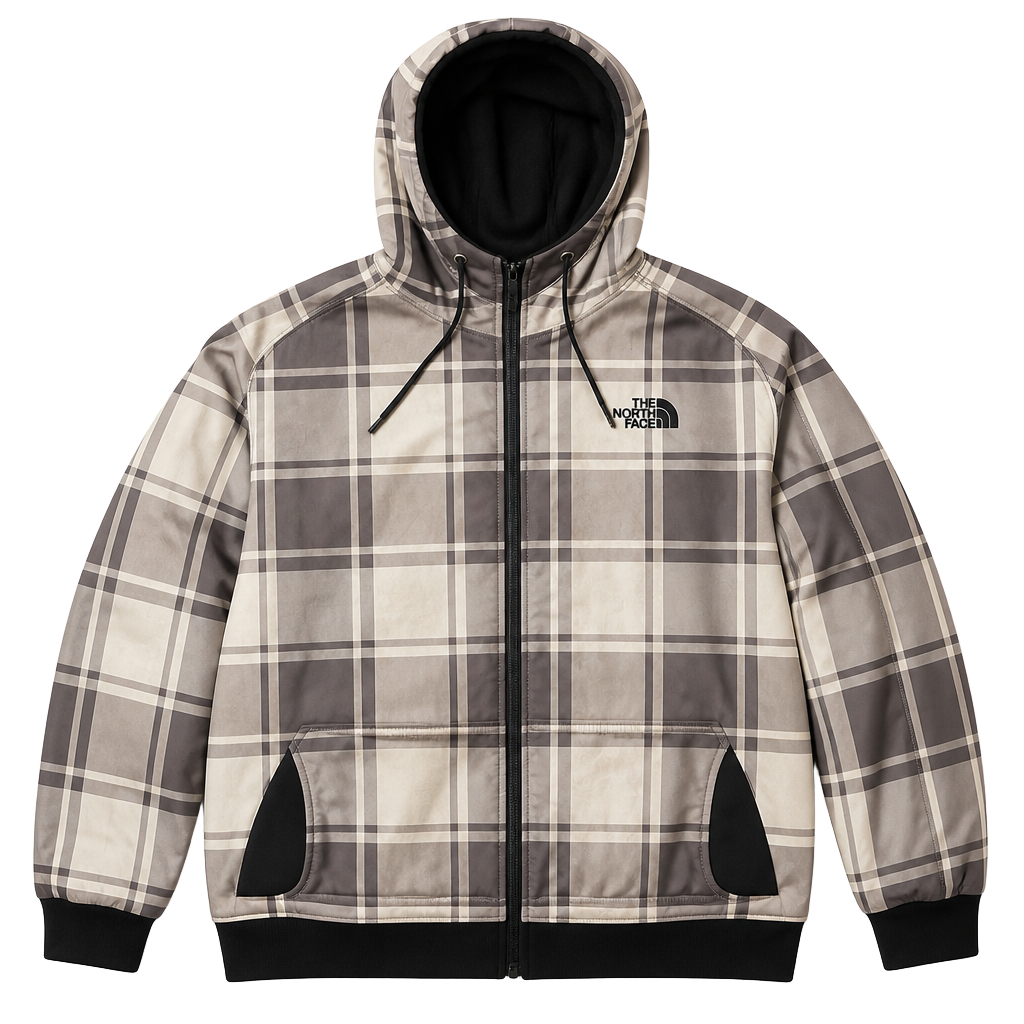The North Face Plaid Full Zip Hoodie Jacket Men's XL 1