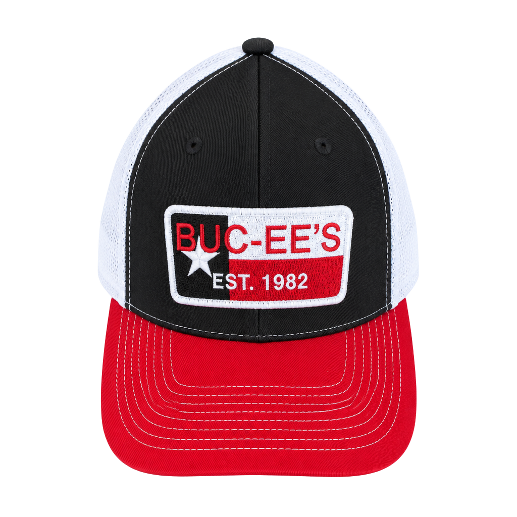 Buc-ee's Trucker Hat Black Red White Texas Flag Est 1982 1