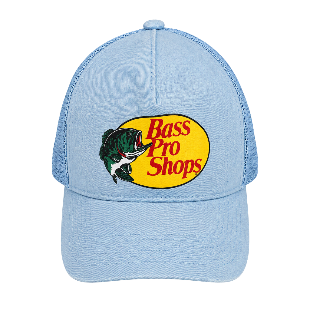 Bass Pro Shops Trucker Hat Light Blue Mesh Snapback 1