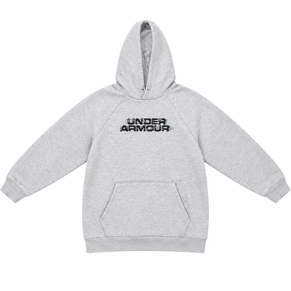 Under Armour Glitch Logo Hoodie Size L White Graphic Pullover Sweatshirt 1